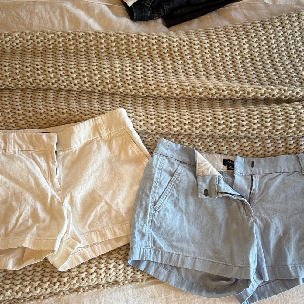 J. Crew Women's Cargo Shorts - Cream and Light Blue